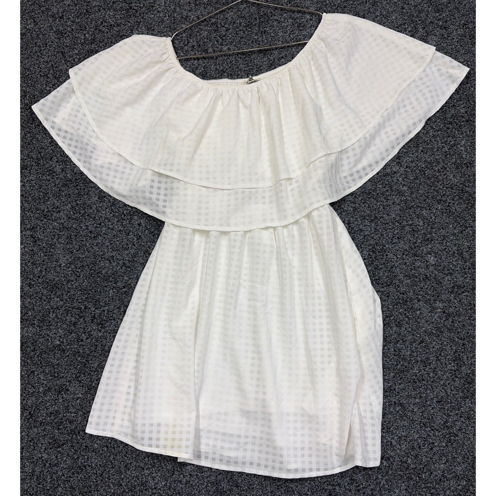 Show Me Your Mumu Dress Womens Small White Holly Off Shoulder Ruffle Mini Boho